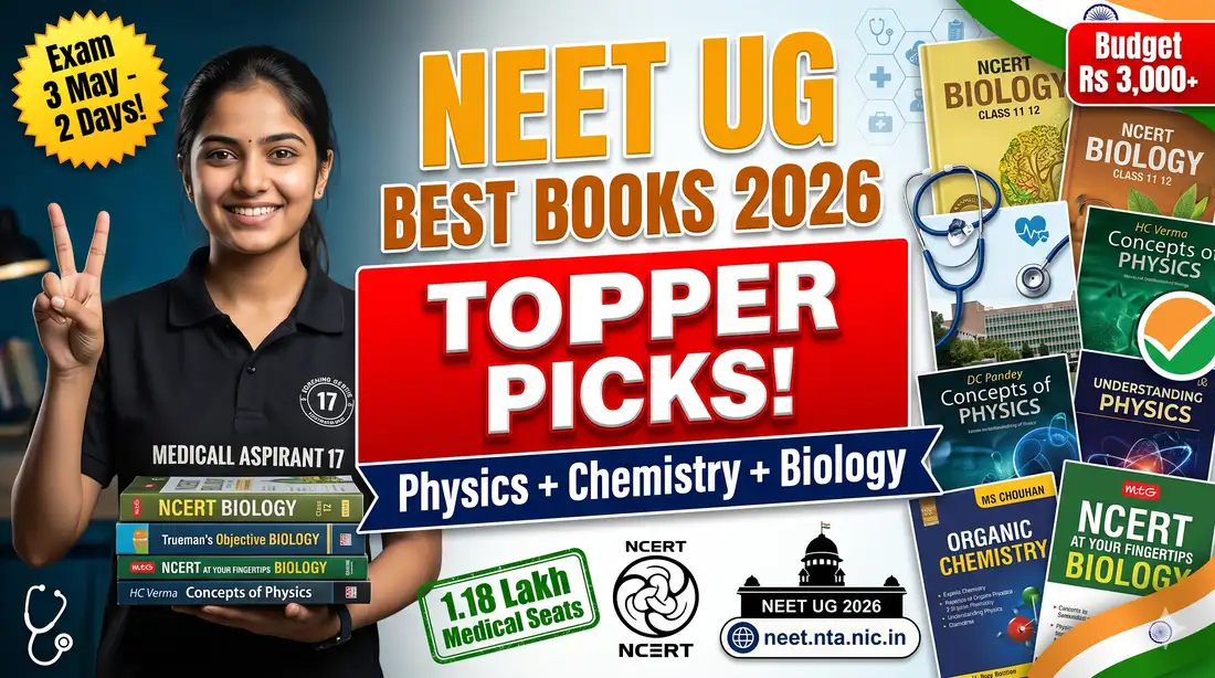 NEET UG Best Books 2026 - NCERT + Reference Booklist Physics, Chemistry, Biology (Topper Recommended)