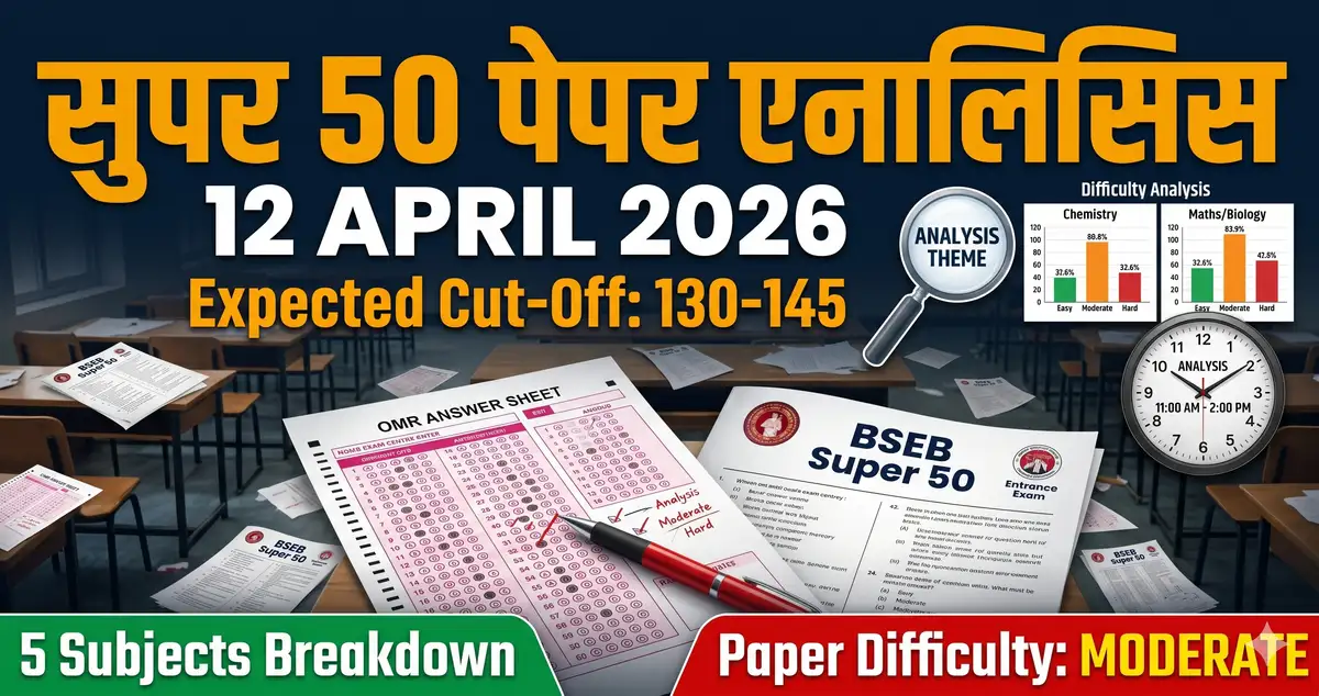 BSEB Super 50 Exam Analysis 12 April 2026 - Question Paper Difficulty, Expected Cut Off, Subject-Wise Review