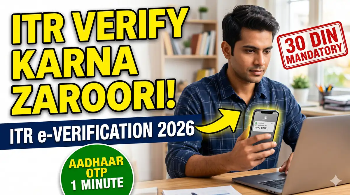 ITR e-Verification Kaise Kare 2026 - Aadhaar OTP Se 1 Minute Me (30 Din Mandatory)