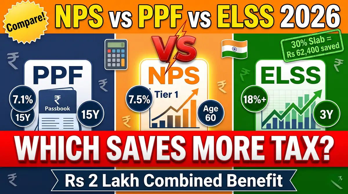 NPS vs PPF vs ELSS 2026 - Best Tax Saving Investment Comparison Guide (Returns + Lock-in)