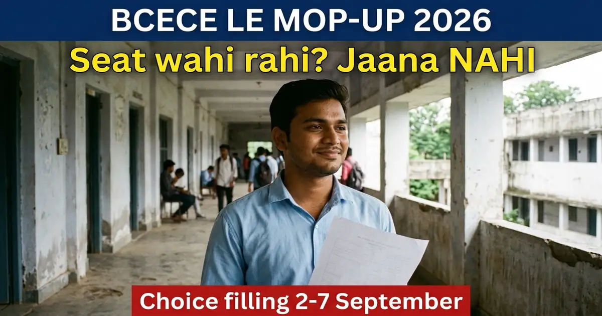 BCECE (LE) Ka Mop-Up Daur - Aur Wo Niyam Jo Pehle Se Admission Le Chuke Logon Ko Dobara Chakkar Se Bachata Hai