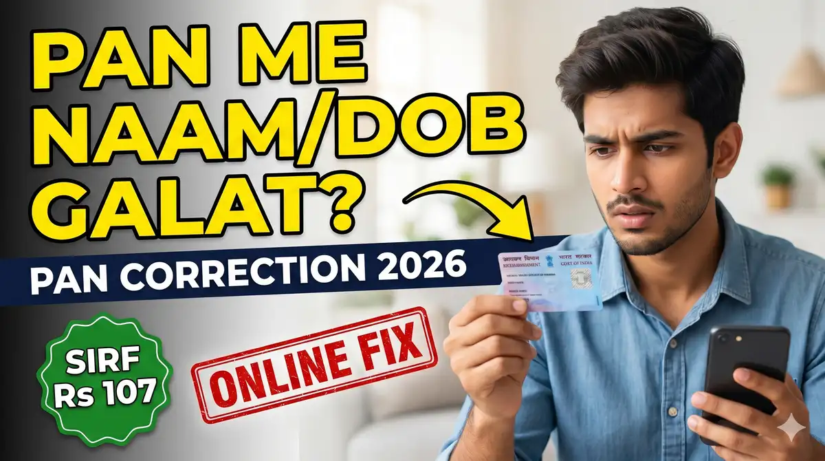 PAN Card Correction Online 2026 - Naam/DOB/Photo Update Kaise Kare + Fee