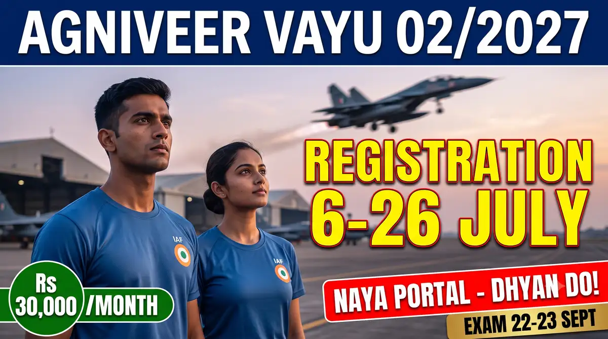 Agniveer Vayu Intake 02/2027 - IAF Bharti, Registration 6-26 July, Exam 22-23 September