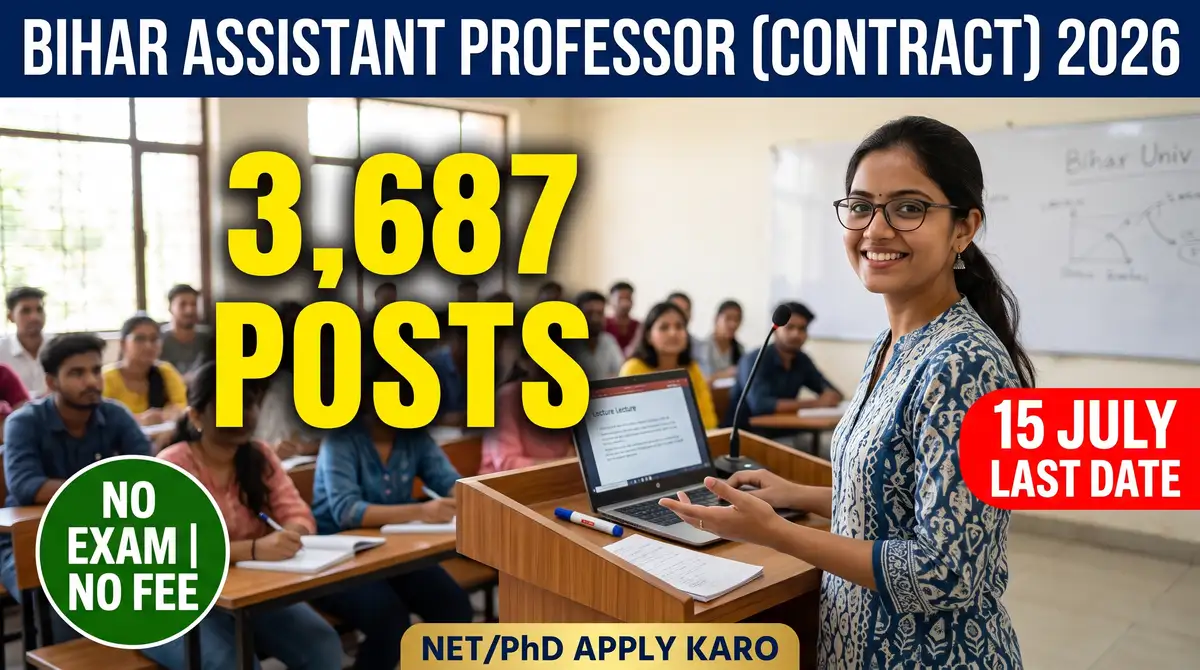 Bihar Contractual Assistant Professor 2026 - 3,687 Posts Application CLOSED, Ab Interview Ka Wait (20-27 July Tentative)