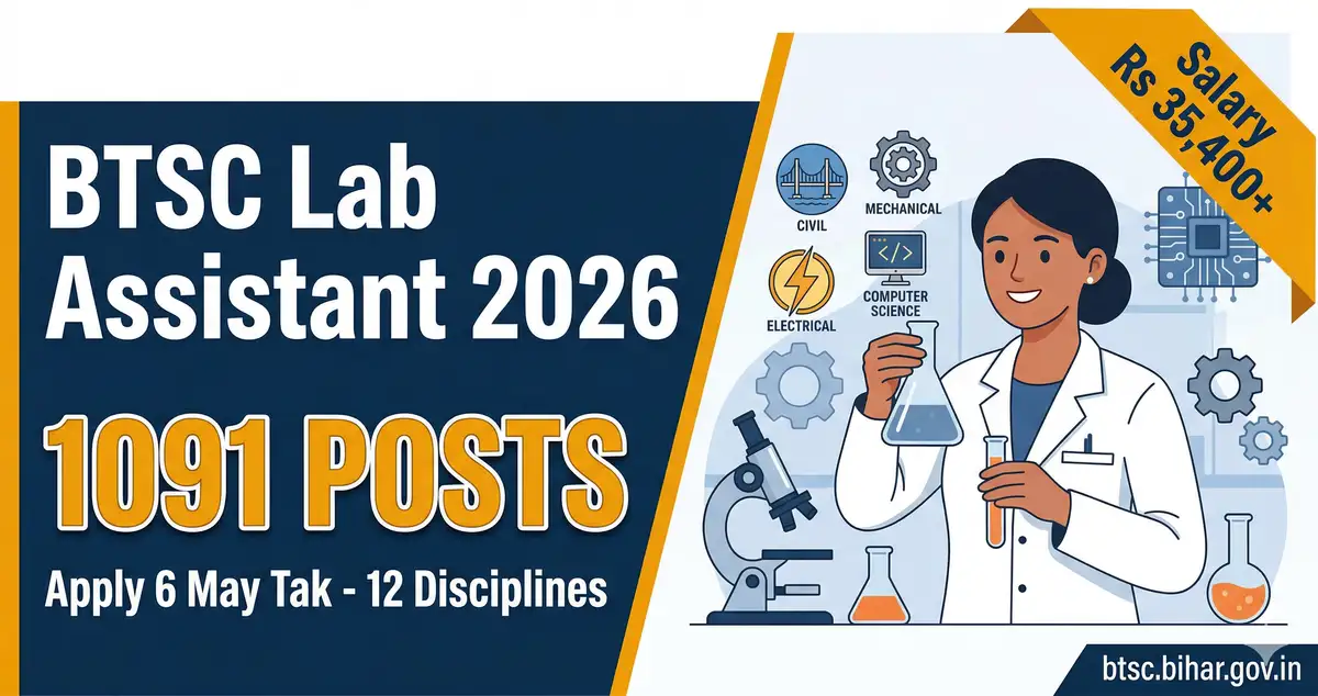 BTSC Lab Assistant 2026 - 1,091 Posts Ka Aavedan 6 May Ko Band Ho Chuka, Ab Aage Kya
