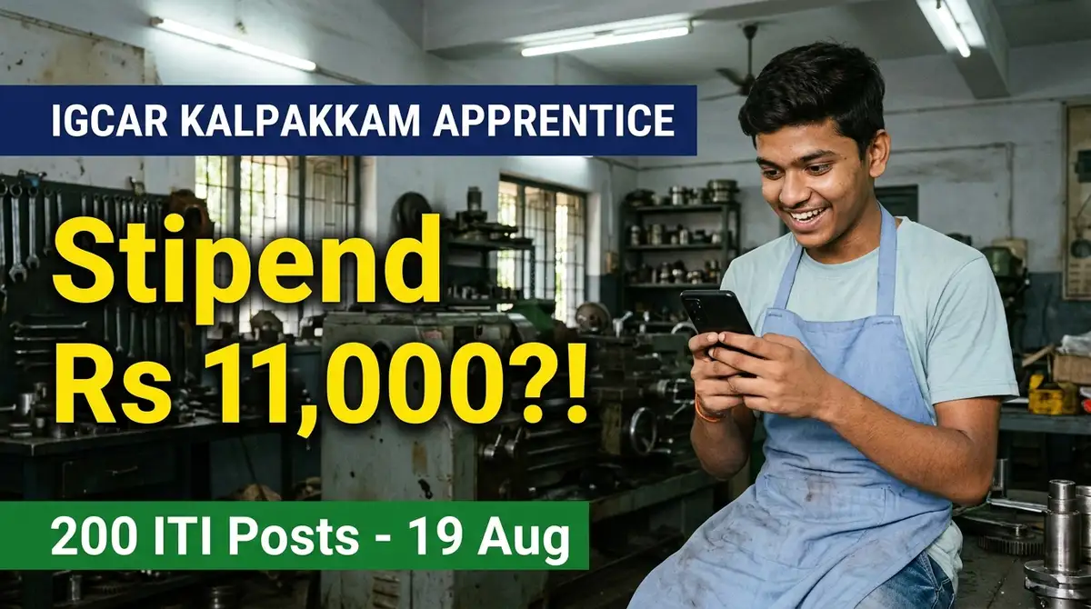 IGCAR Kalpakkam Apprentice 2026 - 200 ITI Trade Posts Ka Aavedan 19 August Ko Band Ho Chuka