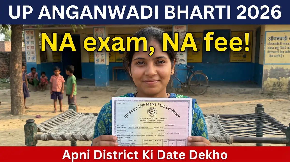 UP Anganwadi Bharti 2026 - District-Wise Bharti LIVE (No Exam, No Fee), Apni District Ki Date Dekho