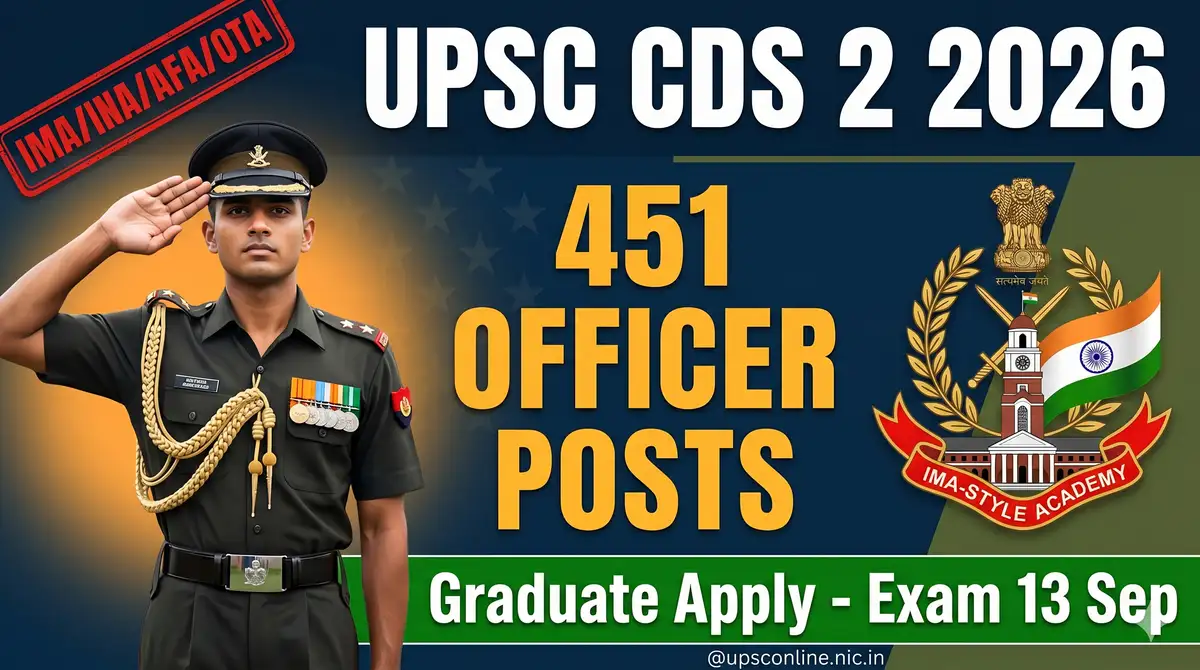 UPSC CDS 2 2026 - 451 Officer Posts Ka Form 9 June Ko Band Ho Chuka (IMA, INA, AFA, OTA)