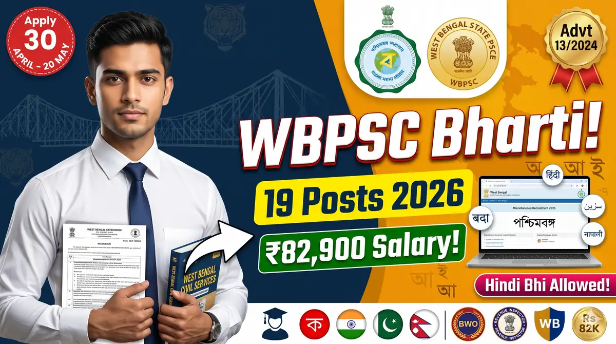 WBPSC Miscellaneous Services 2026 - 19 Posts (BWO/Revenue Inspector), Apply 30 April - 20 May
