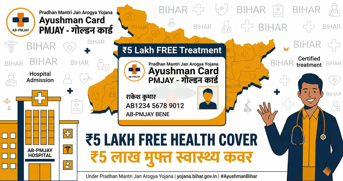 Ayushman Card Online Apply Bihar 2026 - PMJAY ₹5 Lakh Free Treatment Eligibility, Documents Complete Guide
