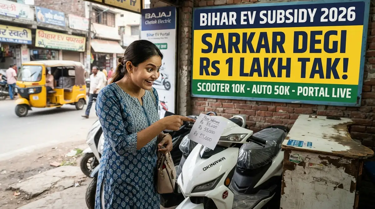 Bihar EV Subsidy 2026 - 2-Wheeler Rs 10,000, E-Auto Rs 50,000, Car Rs 1 Lakh (Mahila) - Portal LIVE