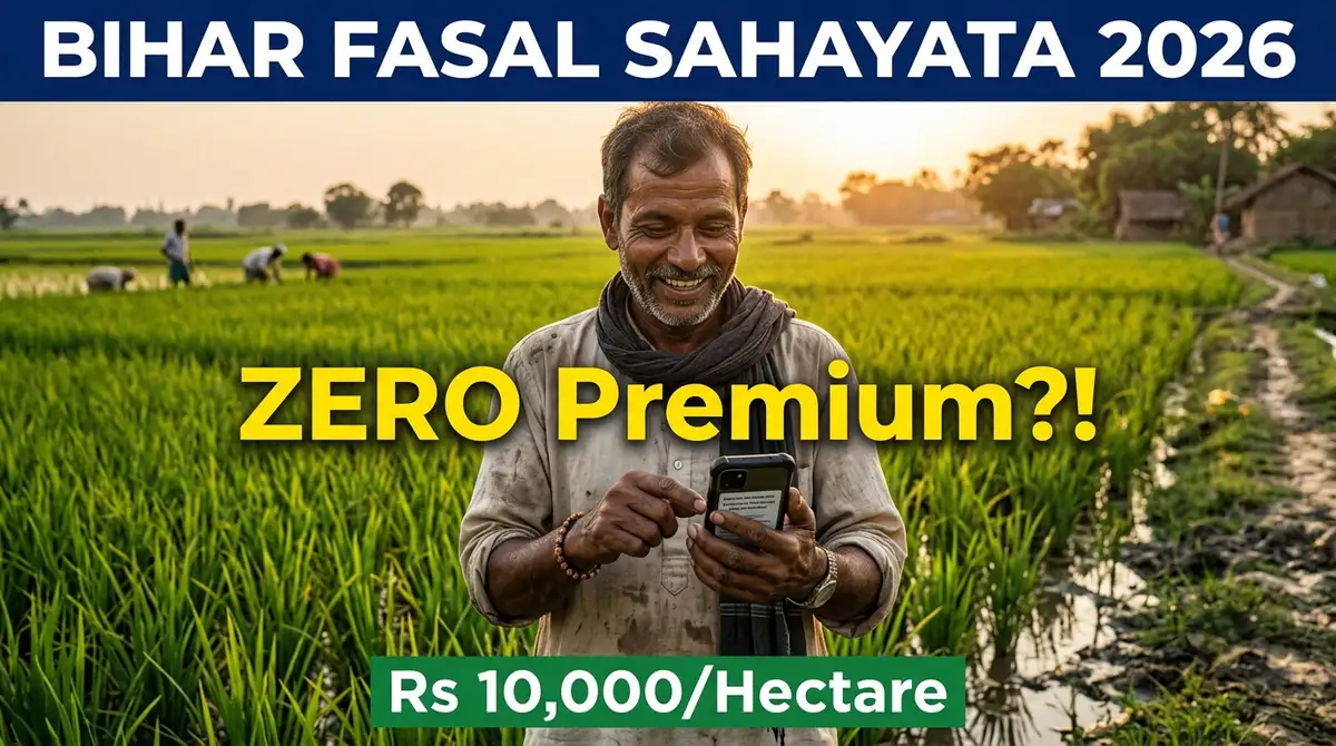 Bihar Rajya Fasal Sahayata Yojana 2026 - ZERO Premium, Rs 7,500-10,000/Hectare (PMFBY Se Alag)